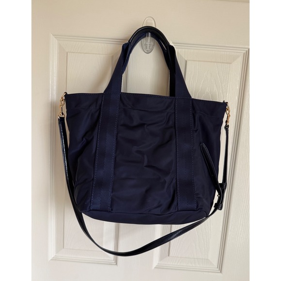 Tory Burch Quinn Navy Blue Large Zip Nylon Crossbody Purse - Picture 6 of 16